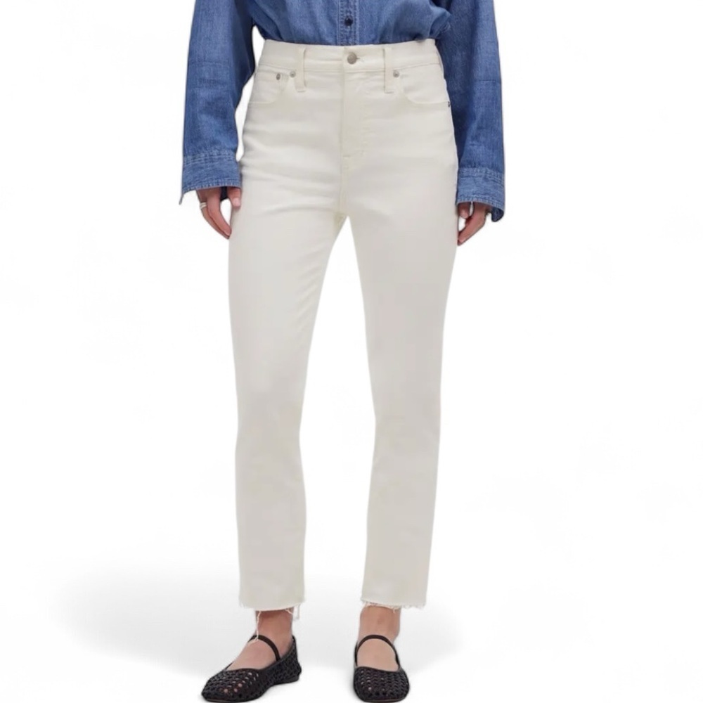 Madewell White The Perfect Vintage Crop Jean With Frayed Hems